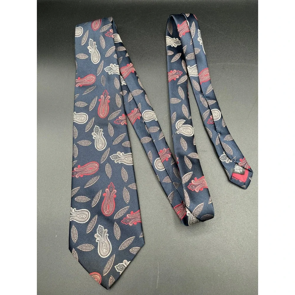 Vtg‎ Pair of Mens Neck Ties Paisley Polka Dot Burgundy Blue Mens Store Nautica